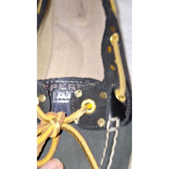 Sperry Top Sider Women's Boat Shoes Flats Nautical Comfort Black and Gold 8M - Picture 7 of 9